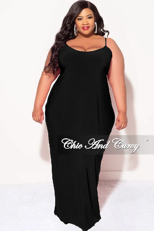 Final Sale Plus Size Spaghetti Strap Maxi Dress in Black Corset maxi dresses