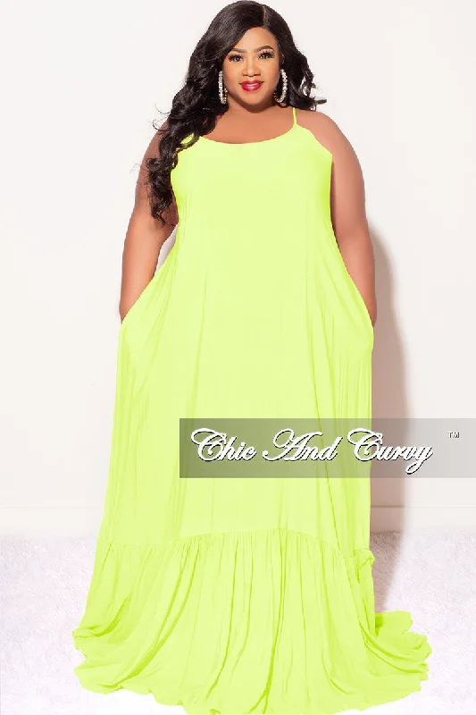 Final Sale Plus Size Maxi Dress with Spaghetti Straps in Neon Boho maxi dresses