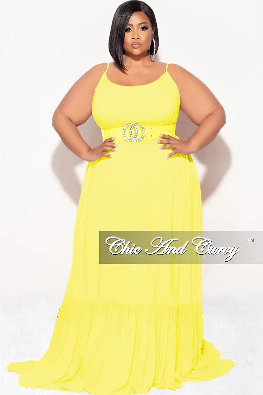 Final Sale Plus Size Maxi Dress with Spaghetti Straps in Yellow Zara maxi dresses