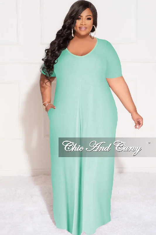 Final Sale Plus Size Short Sleeve Maxi Pocket Dress in Mint Sexy little black maxi dresses