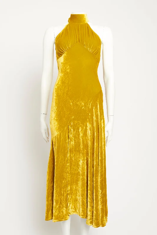 Gold Velvet Vivienne Preowned Maxi Dress Leather maxi dresses