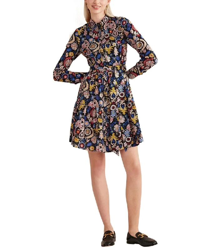 Boden Tiered Mini Shirt Dress Mini Skirt with Pockets