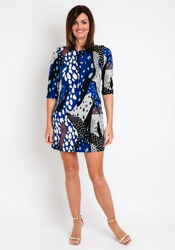 Serafina Collection Shift Spot Print Mini Dress, Blue Mini Skirt Dress