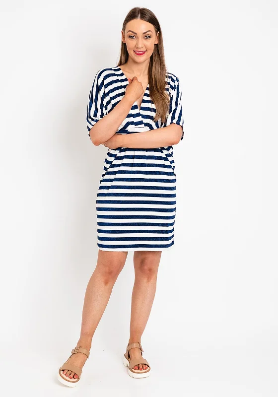 The Serafina Collection One Size Shimmer Stripe Mini Dress, Navy Polka Dot Mini Skirt