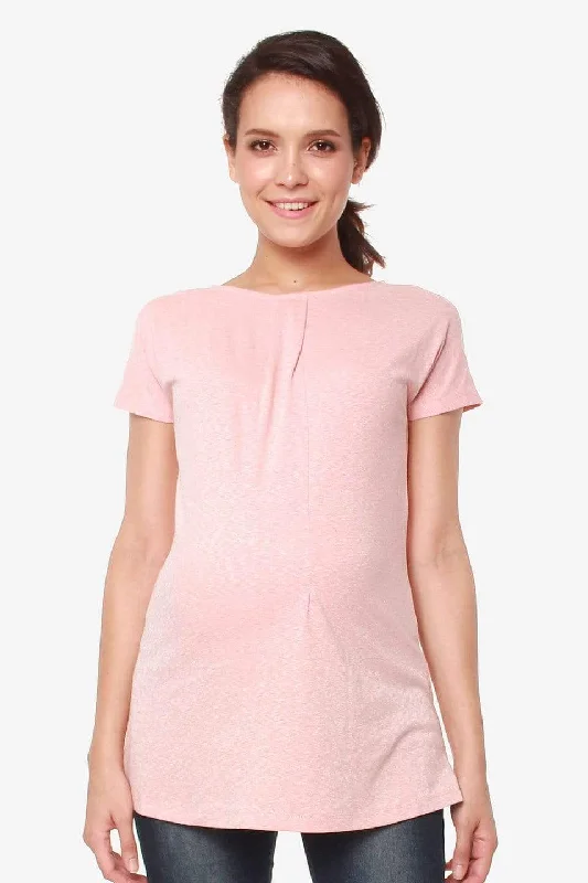 Short Sleeves Briana Pink Nursing Top Faded Denim Skirt