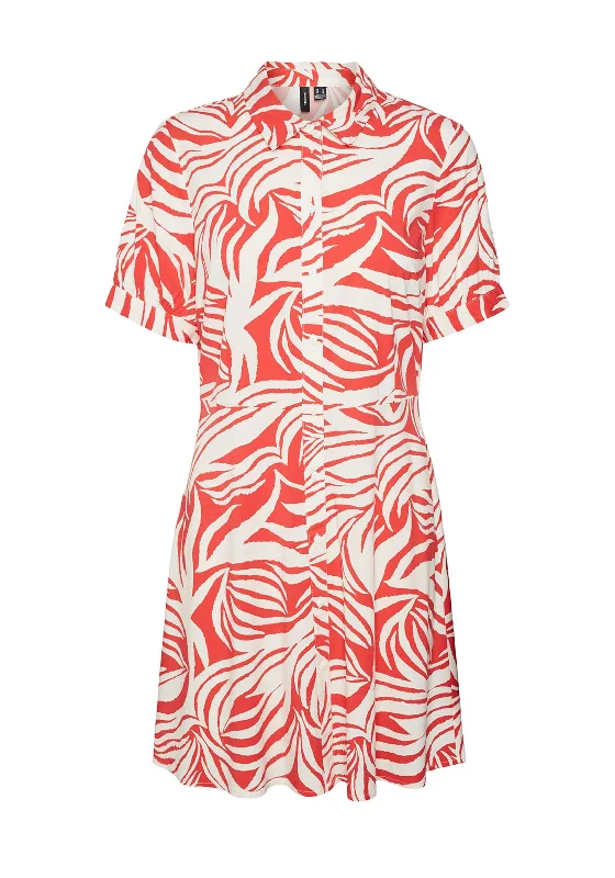 Vero Moda Becca Print Mini Shirt Dress, Bittersweet Colorblock Mini Skirt