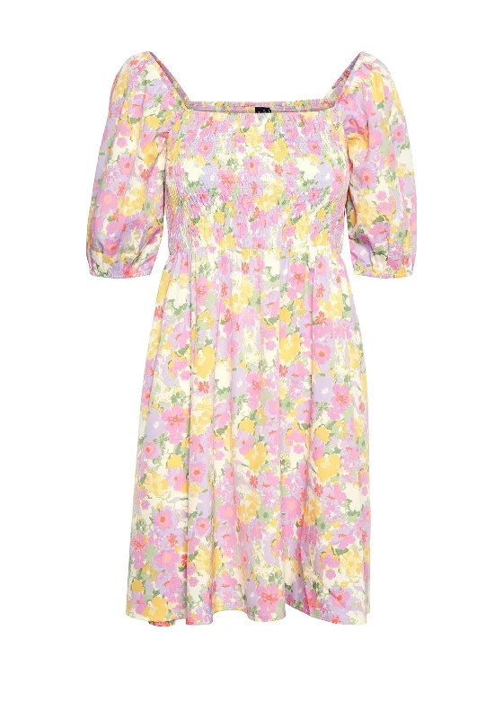 Vero Moda Emma Floral Smock Mini Dress, Pastel Multi Mini Skirt Vibes