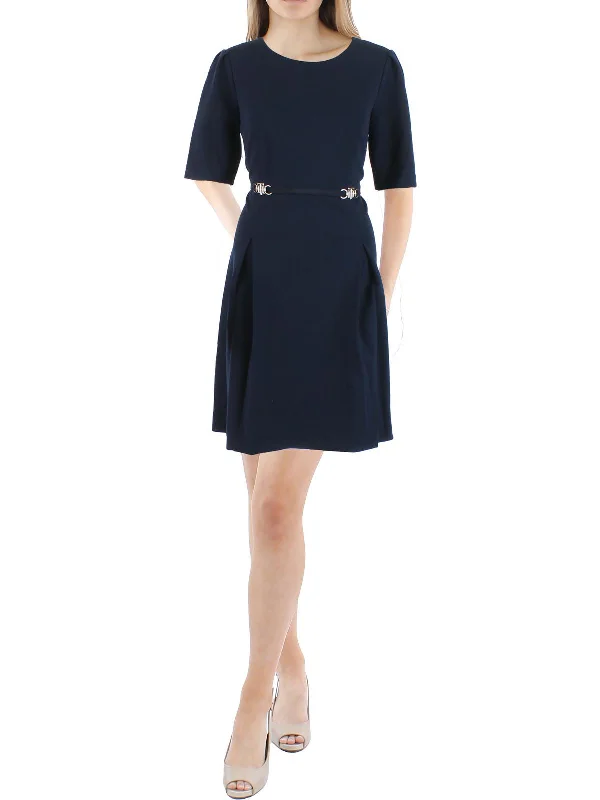 Womens Mini Belted Wear to Work Dress Fitted Mini Skirt