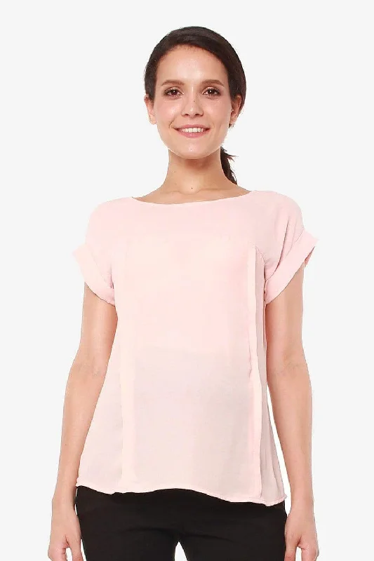 Woven Short Sleeve Clarisa Back Bow Nursing Top Dusty Pink Bodycon Mini Skirt