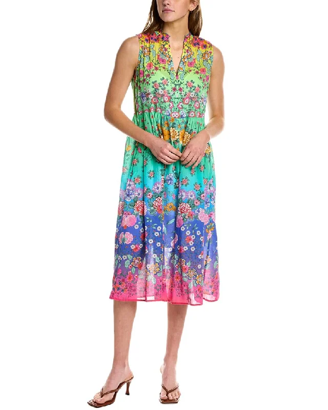 Johnny Was Rainbow Field Ruffle Tank Dress Light Tank Dress