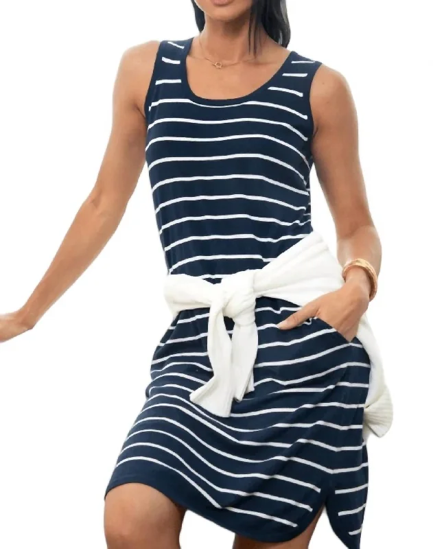 Stripe Tank Dress In Navy/white High-Waisted Tank Dress