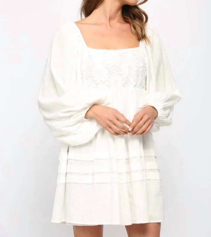 Lace Puff Sleeve Dress In White Sexy Lace Gown