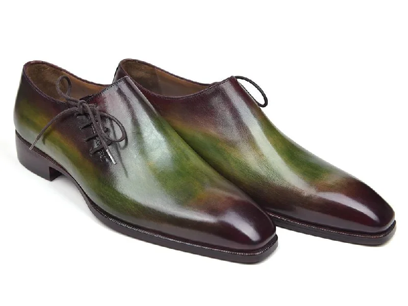 Paul Parkman Side Lace Oxfords Green & Bordeaux Shoes (ID#885F74) Classic Lace Dress