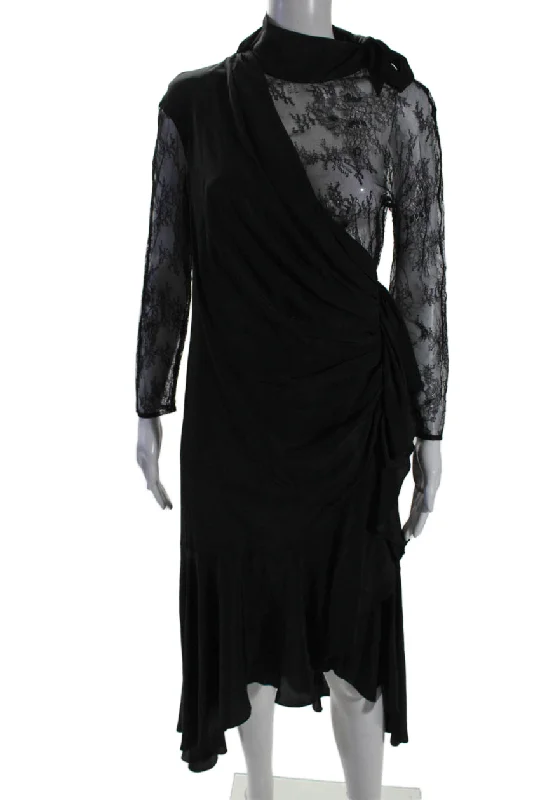 Philosophy Di Lorenzo Serafini Women's Lace Asymmetrical Dress Black Lace Dress Accent