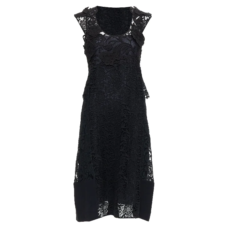 Prada Cotton Blend Heavy Lace Applique Panelled Dress Lace Dress Appeal