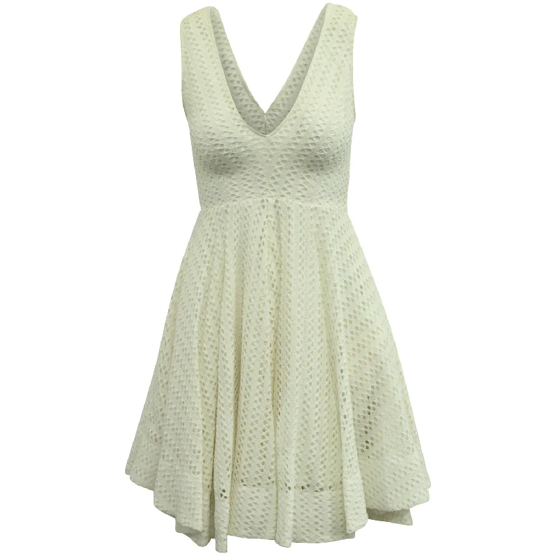 Sandro Bliss Eyelet Lace Dress in White Polyester Full Lace Dress